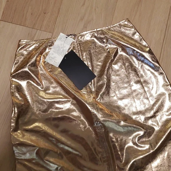 TUCKERNUCK X INDIA HICKS Gold Metallic London Skirt Size 12 - Picture 5 of 5